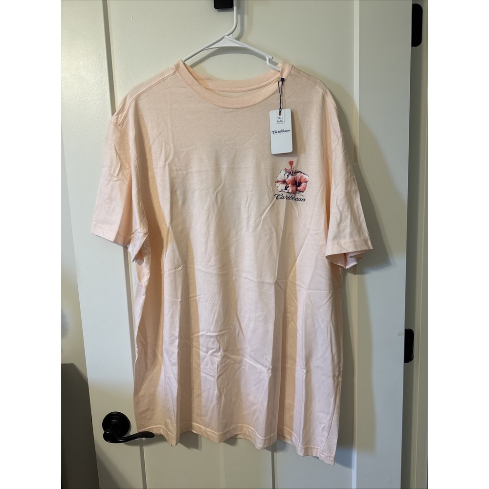 NWT Men's Tropical Caribbean Hawaiian T Shirt (XLT) Pink 100% Soft Cotton